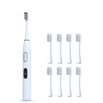Brand White LCD Screen 6 Mode, 336 Options Brush Teeth Wireless Charging Electric Toothbrush With 10 Heads Adult