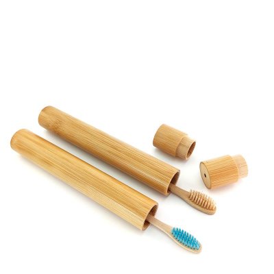 Natural Bamboo Wooden Toothbrush With Holder Teeth Brush Soft bristle Bamboo Fibre Tube Charcoal Tooth Brush Box Set Care Oral